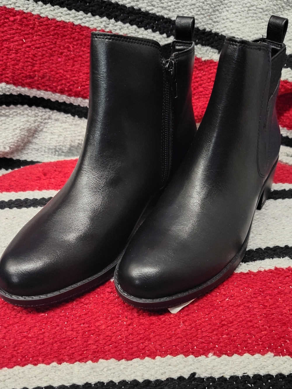 Style & Co. Black Leatherette Ankle Boots with Side Zip
